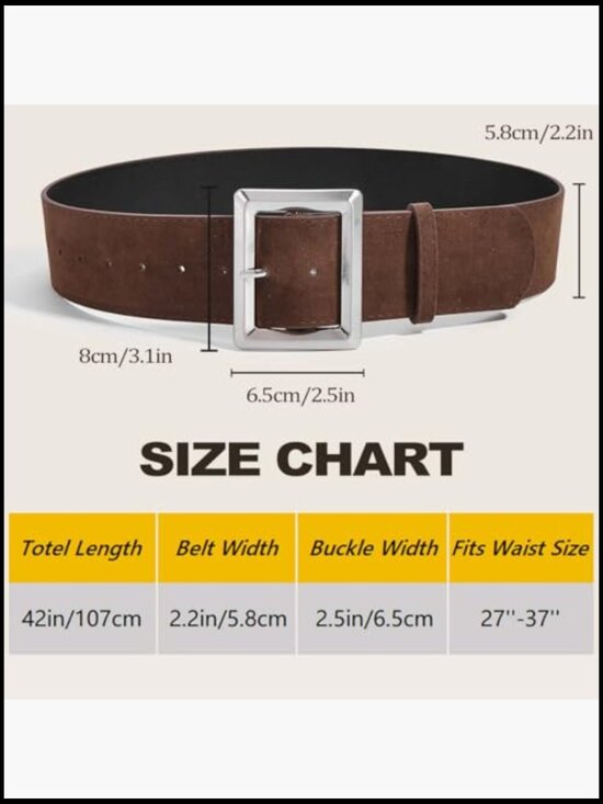 Wide Suede Leather Belt for Dresses, Thick Retro Style with Silver Buckle main image 3